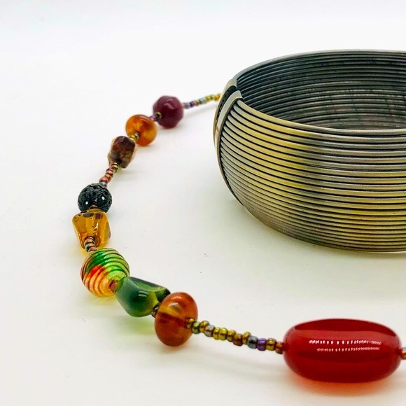 Vintage Modernist Bracelet & Glass Necklace - Picture 11 of 15